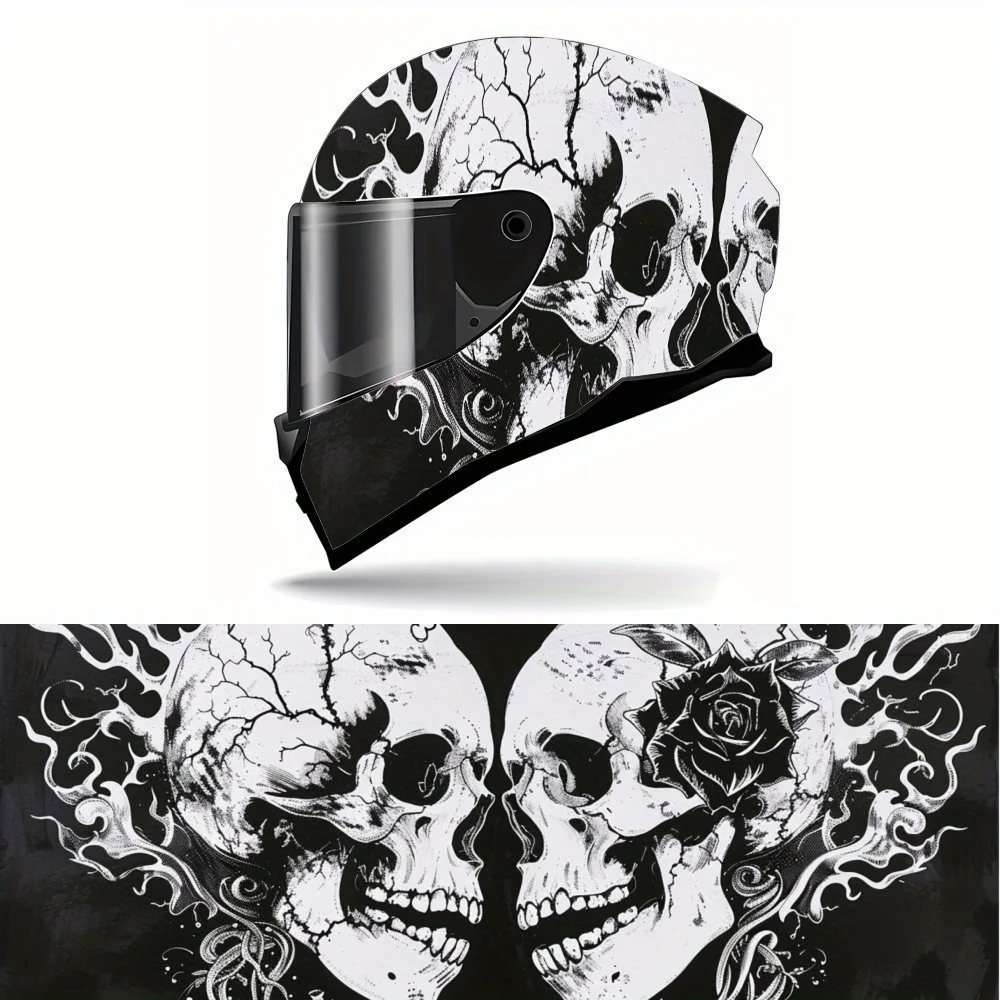 

Dynamic Graffiti Skull PVC Motorcycle Helmet Vinyl Wrap, Self-Adhesive Waterproof Sticker, Anti-Scratch Decorative Film for Full