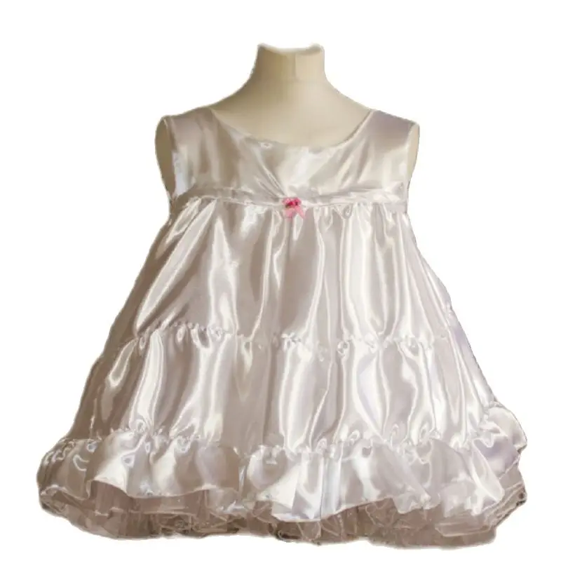 New Perfect Pure White Satin Sleeveless Princess Skirt Layered Fluffy Dress Can Be Customized in Multiple Colors