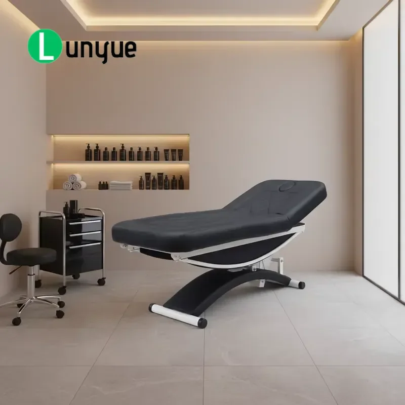 Modern Black Electric Massage Bed 3 Motor Adjustable Facial Beauty Table for Spa Clinic Eyelash Treatment Wholesale