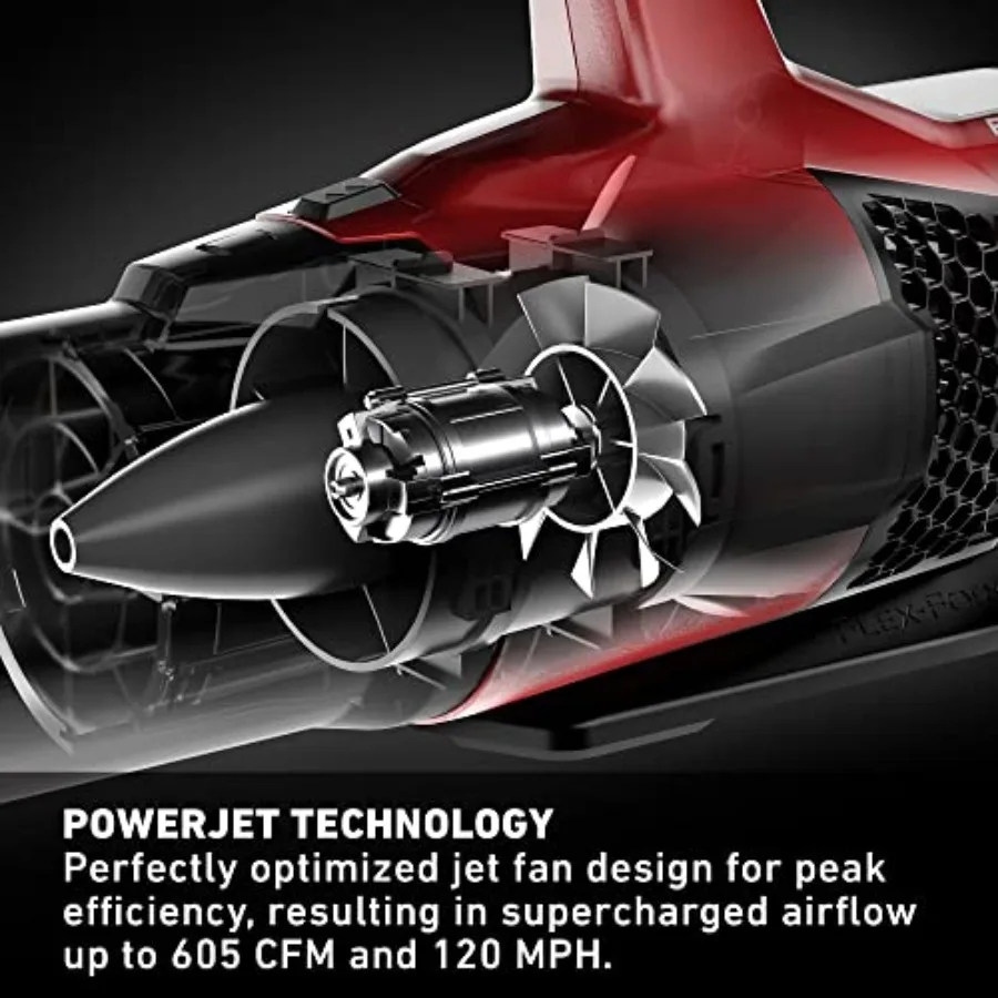 منفاخ أوراق شجر لاسلكي بدون فرش كهربائي بحد أقصى 60 فولت مع سرعة هواء 120 ميلا في الساعة و605 CFM لتنظيف الفناء بكفاءة قوية 2.5