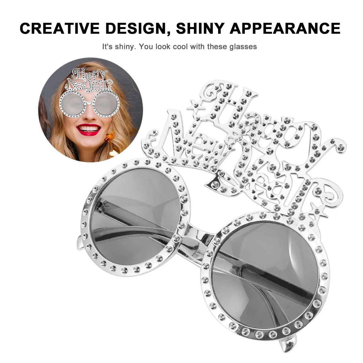 

1 шт., очки для новогодней вечеринки, серебряные декоративные очки для праздника и аксессуаров, очки для новогодней вечеринки