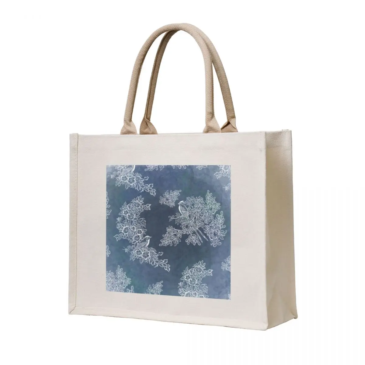 Blue Jean Bird and Flowers Tote Bag tote canvas university