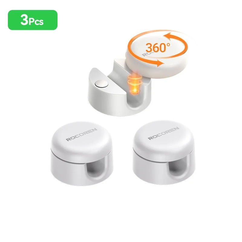 Rocoren 360 ° Rotierender Magnetischer Kabelorganisator Selbstklebende Kabelclips Verstellbarer Kabelhalter für Unter dem Schreibtisch