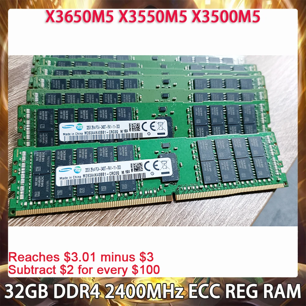 32GB DDR4 2400MHz ECC REG RAM For IBM X3650M5 X3550M5 X3500M5 Server Memory Works Perfectly Fast Ship High Quality