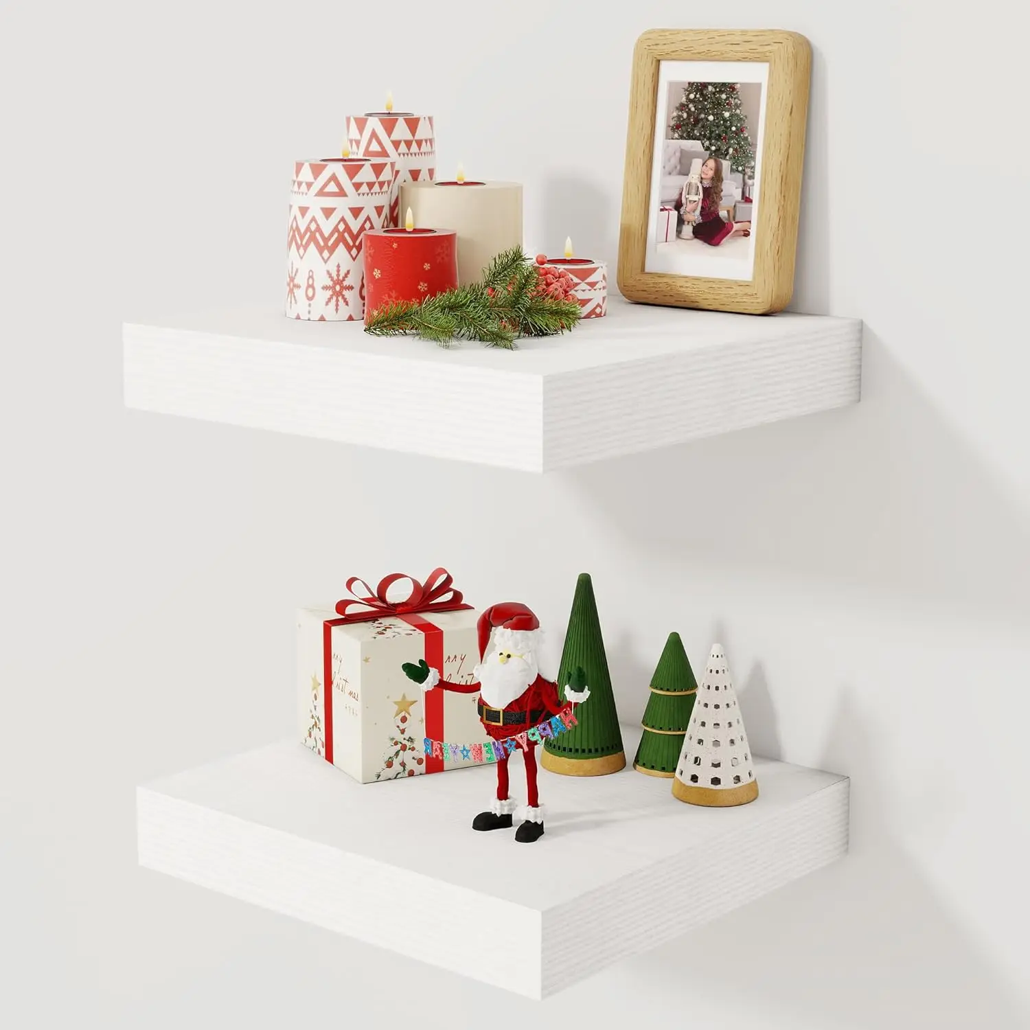 

12-дюймовая плавающая полка, настенные полки из дерева в деревенском стиле, белый набор из 2 предметов для гостиной, ванной комнаты, декора спальни и хранения вещей