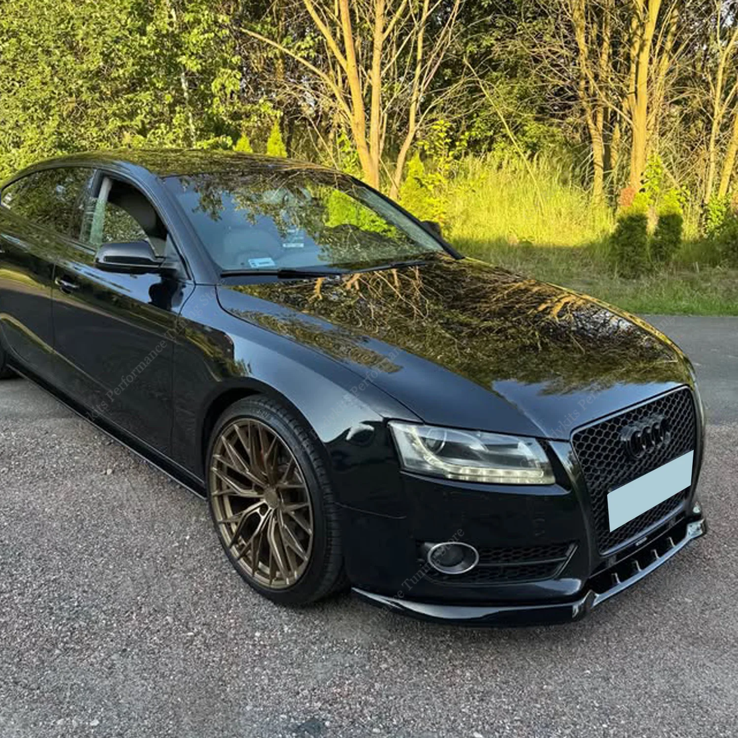 For AUDI A5 B8 8T Non-S line 2008-2011 Pre-Facelift Gloss Black ABS Front Bumper Lip Spoiler Splitter Diffuser Bodykits Tuning