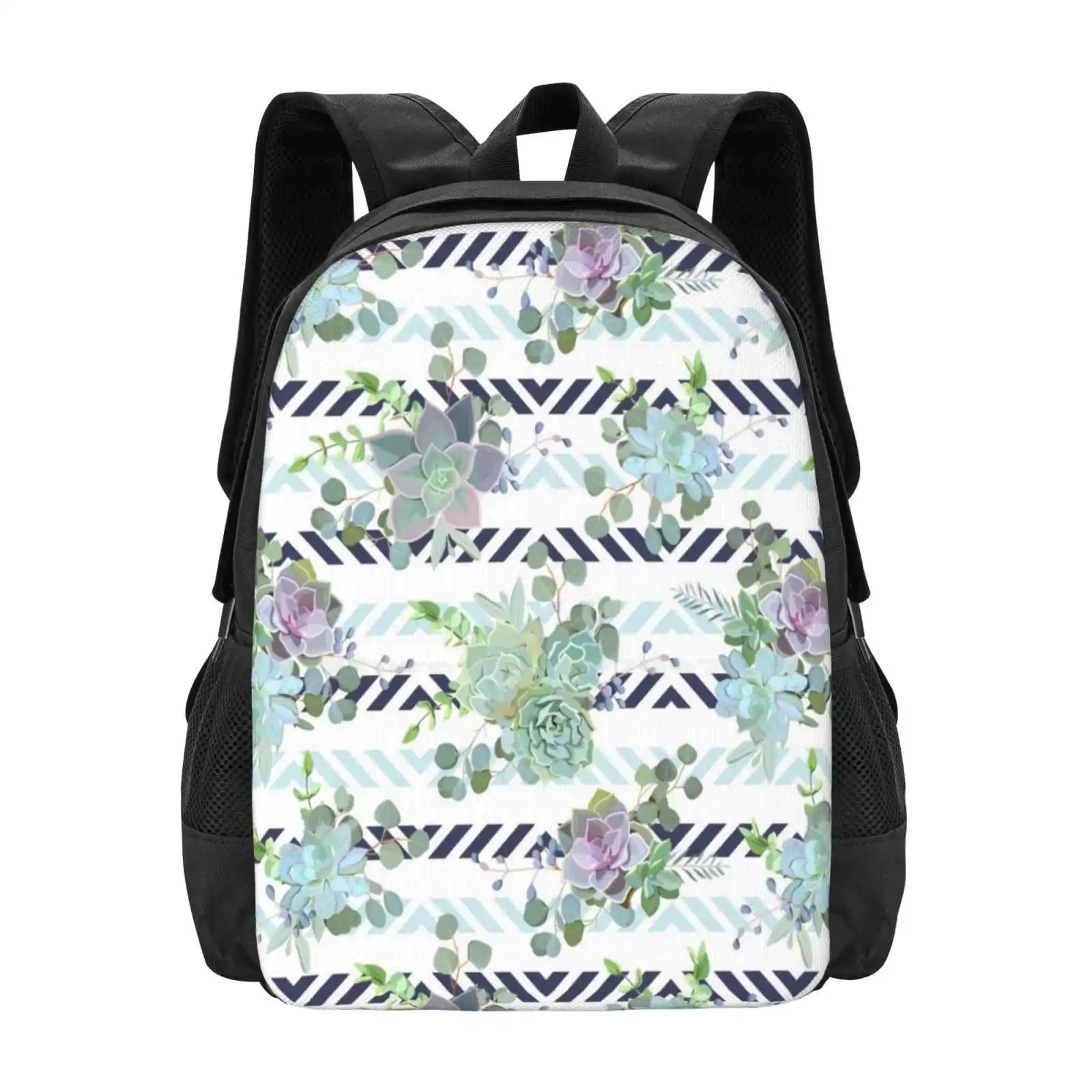 

Green Colorful Succulent Echeveria Seamless Vector Design Print 3D Print Design Backpack Student Bag Cactus Pattern Outdoor