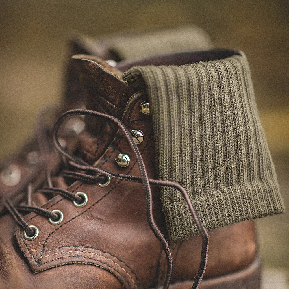 جوارب Maden Men's متماسكة متوسطة الساق شتوية قابلة للتنفس دافئة بلون سادة كاجوال للارتداء اليومي جوارب مريحة ناعمة #3