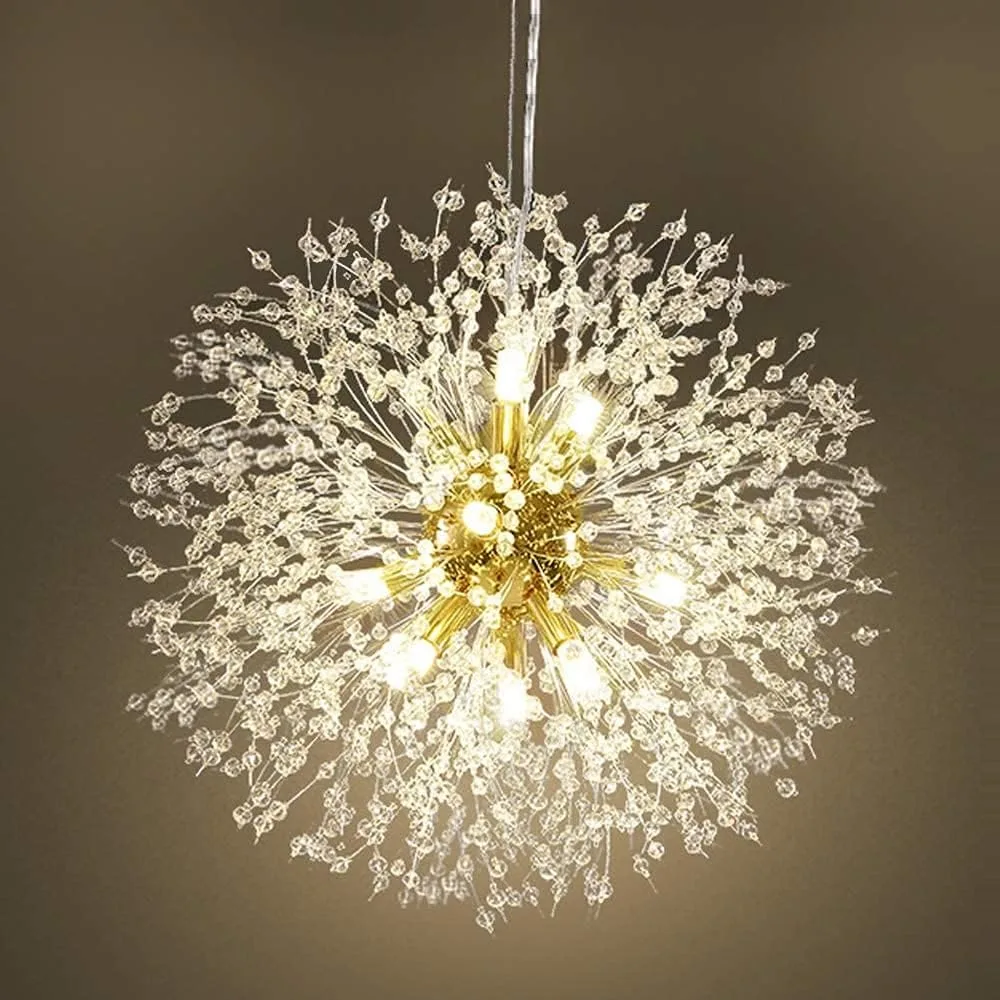 Modern crystal gold chandelier, fireworks dandelion chandelier pendant lighting restaurant