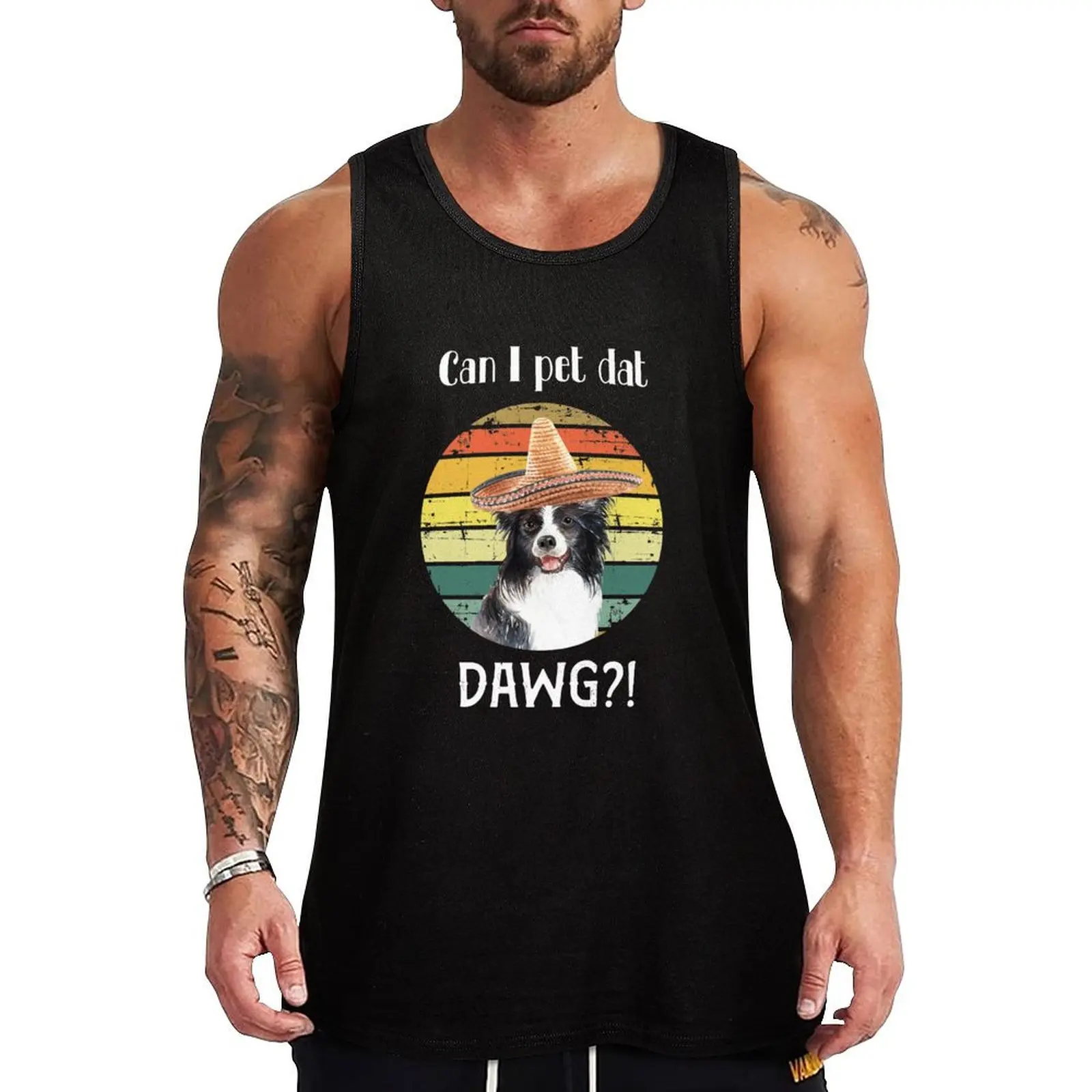 

Can I pet dat dawg! Tank Top Men's clothes luxury style singlet for men gym accessories men