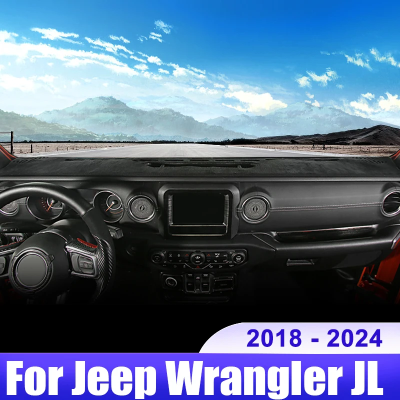 

For Jeep Wrangler JL 2018 2019 2020 2021 2022 2023 2024 Car Dashboard Cover Dash Mat Sun Shade Non-slip Pad Interior Accessories