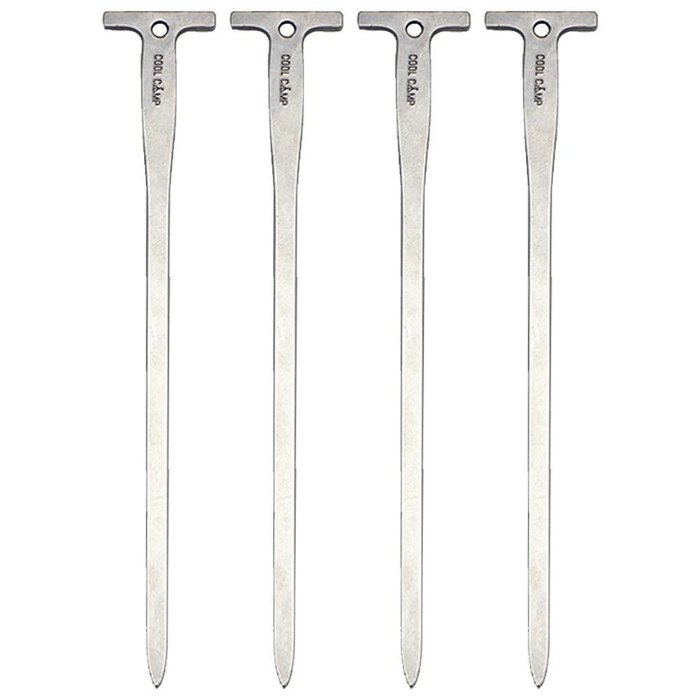 4Pcs 12cm Camping Tent Pegs with Hole Tent Ground Stakes Stainless Steel Metal Tent Pegs for Camping Canopy Awning