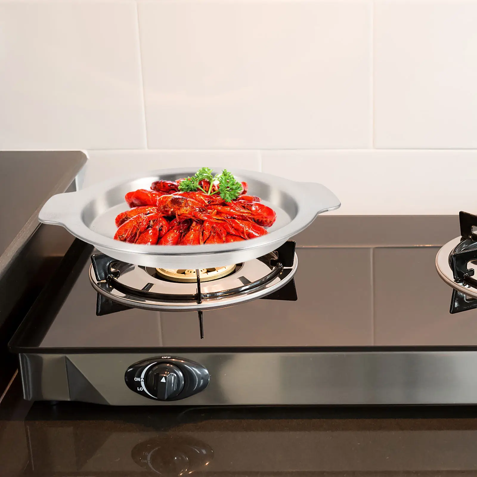 

Stainless Steel Fish Head Plate Lightweight Multi-Functional Pan Anti-Scald Handles Heat Resistant Kitchen Cookware