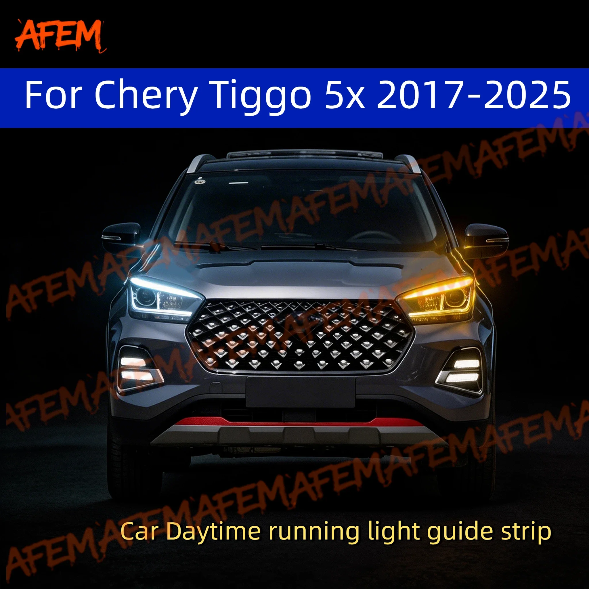 2pcs For Chery Tiggo 5x 2017-2025 Car DRL Daytime Running Light Start Scan Style Sequential FlowingTurn Signal Light Ultra-Thin