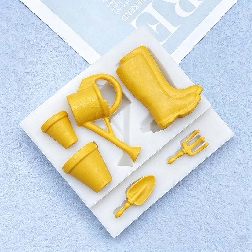 Gießkanne Blumentopf Spaten Silikon Zuckerform Harzwerkzeuge Cupcake Backform Fondant Kuchendekorationswerkzeuge – Detail 3