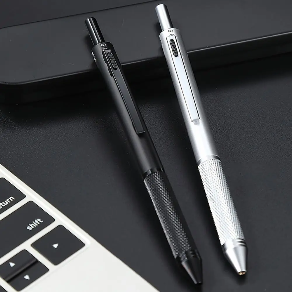 Hochwertiger Metall-Schwerkraftsensor-Stift 4-in-1 Druckknopf Multifunktions-Gelstift 3-Farben Kugelschreiber Studentengeschenk