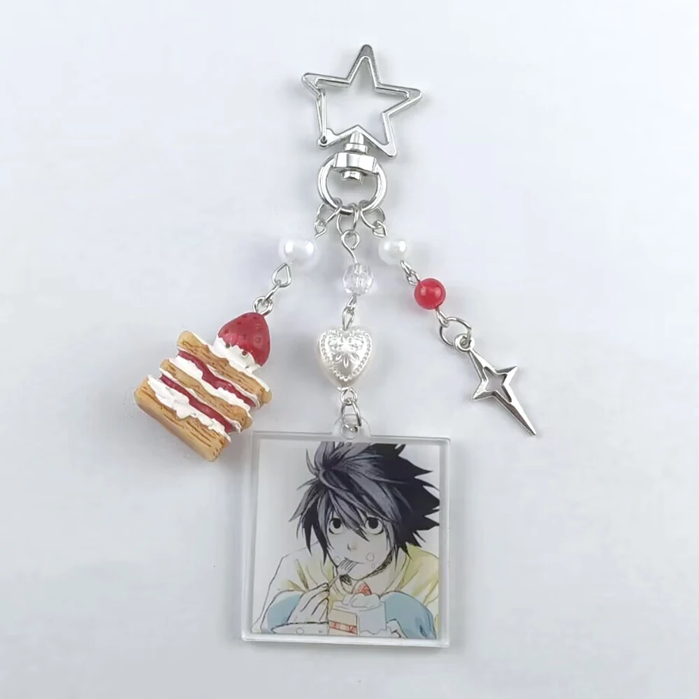 Mode handgemachte Anime Death Note L Lawliet Kuchen Schlüsselanhänger Tasche Charms ästhetische Accessoires Geschenke