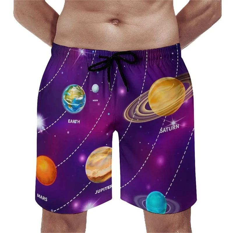 

Шорты мужские пляжные в стиле Харадзюку, крутая уличная одежда с 3D-принтом мультфильмов, с космическим принтом «наша Галактика», Детские Модные плавки