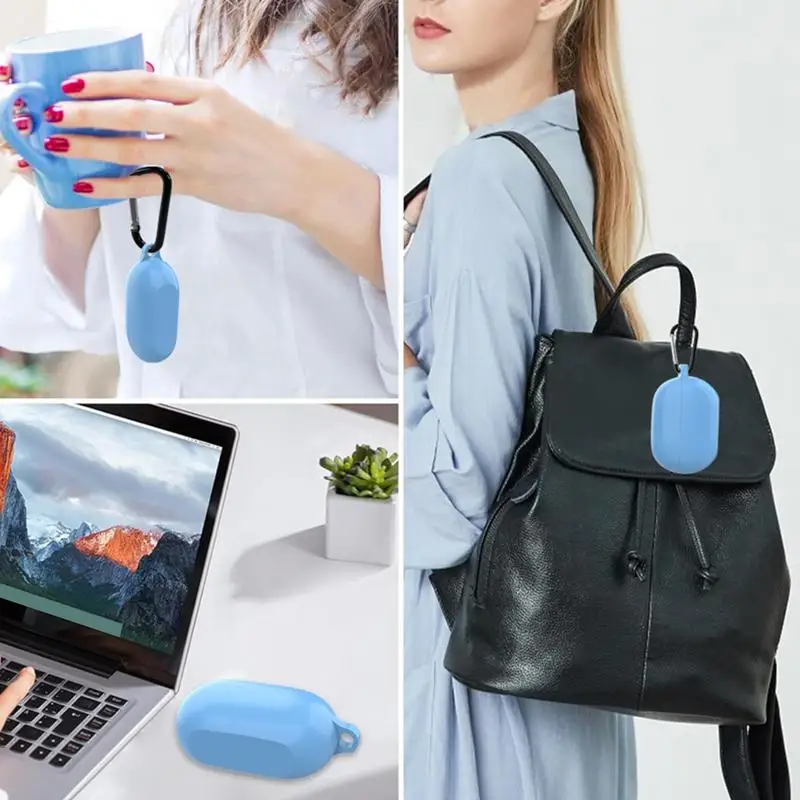 Funda de silicona antiarañazos para auriculares, funda protectora con mosquetón