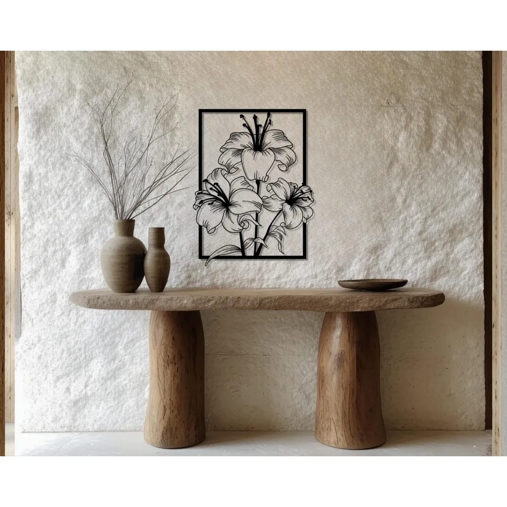 CIFBUY Lily Iron Metal Wall Art, Modern Minimalist Hanging Decor & Indoor Home Accent Ornament
