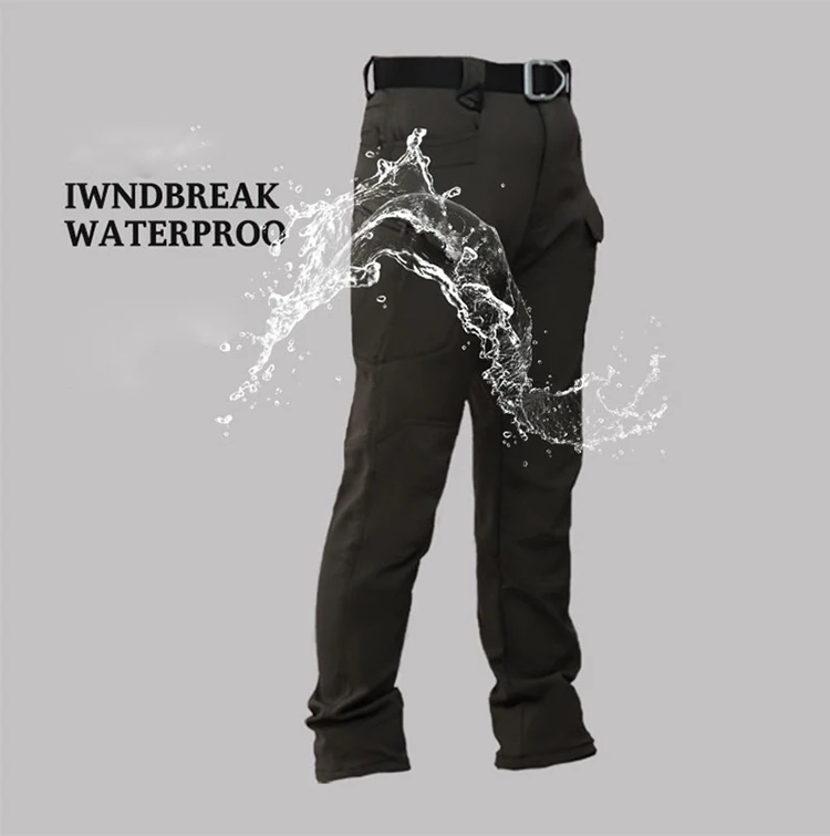 TRVLWEGO Männer Winter Wasserdicht Klettern Skifahren Trekking Fleece Angeln Taktische Sharkskin Cargo Hosen Camping Wandern Hosen – Detail 3