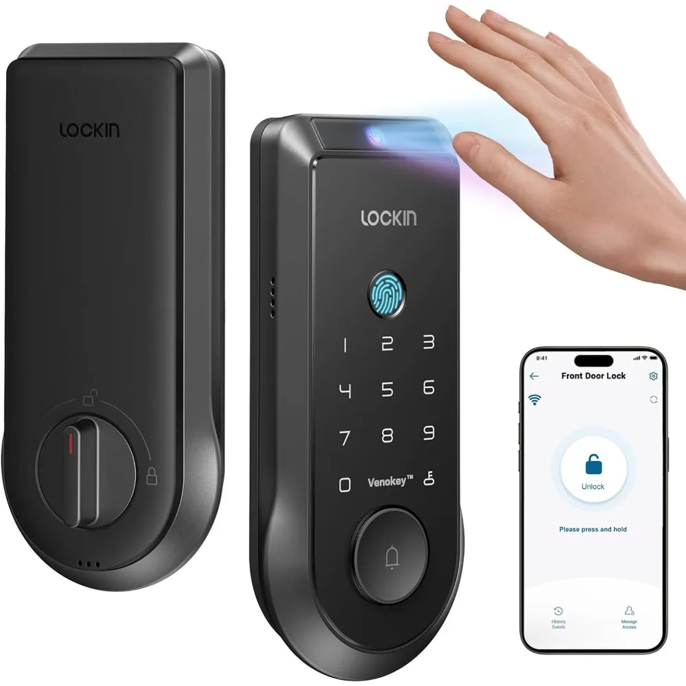 

Veno Smart Lock with Palm Vein, Keyless Entry Smart Locks for Front Door with Doorbell, Fingerprint Lock Built-in WiFi, App Rem