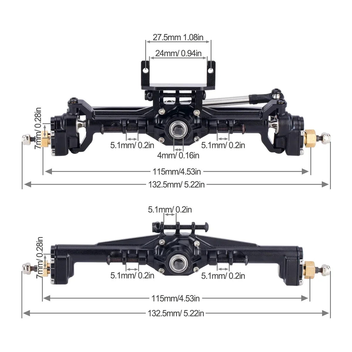 Aluminum CNC Portal Axles +10mm with Lay Down Servo Mount & Links for 1/18 RC Crawler Car TRX4M Axle Upgrade parts