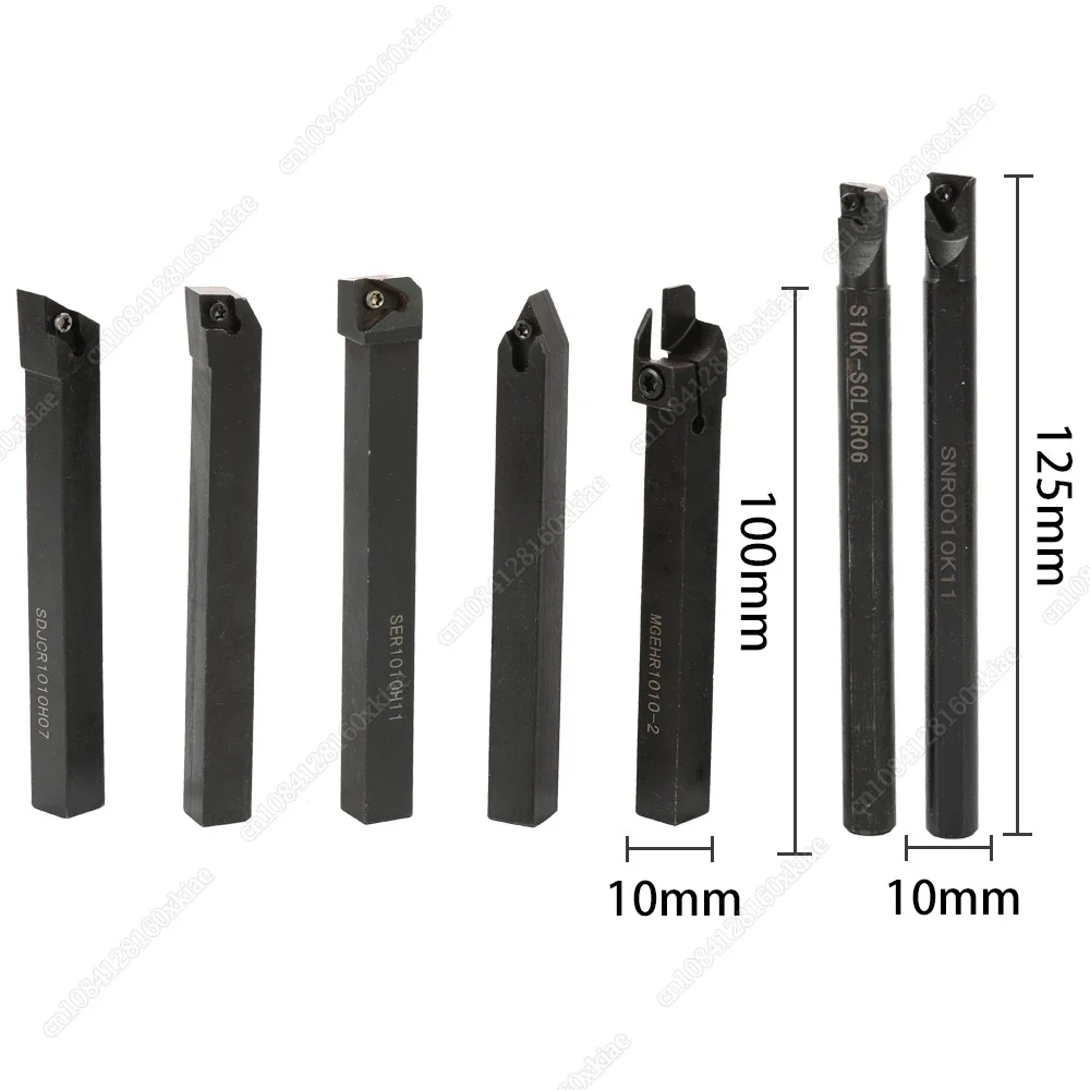 21Pcs 10mm Shank Metal Lathe Tools 45HRC Lathe Boring Bar Turning Tool Holder Set With Carbide Inserts Machining For Semi-finish