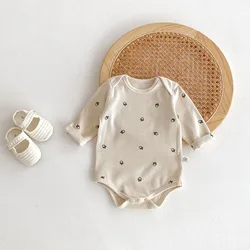 MILANCEl Spring Baby Clothes 0-2 Y Infant Girls Envelope Collar Bodysuit Toddler Boys Long Sleeve One Piece Base Jumpsuit