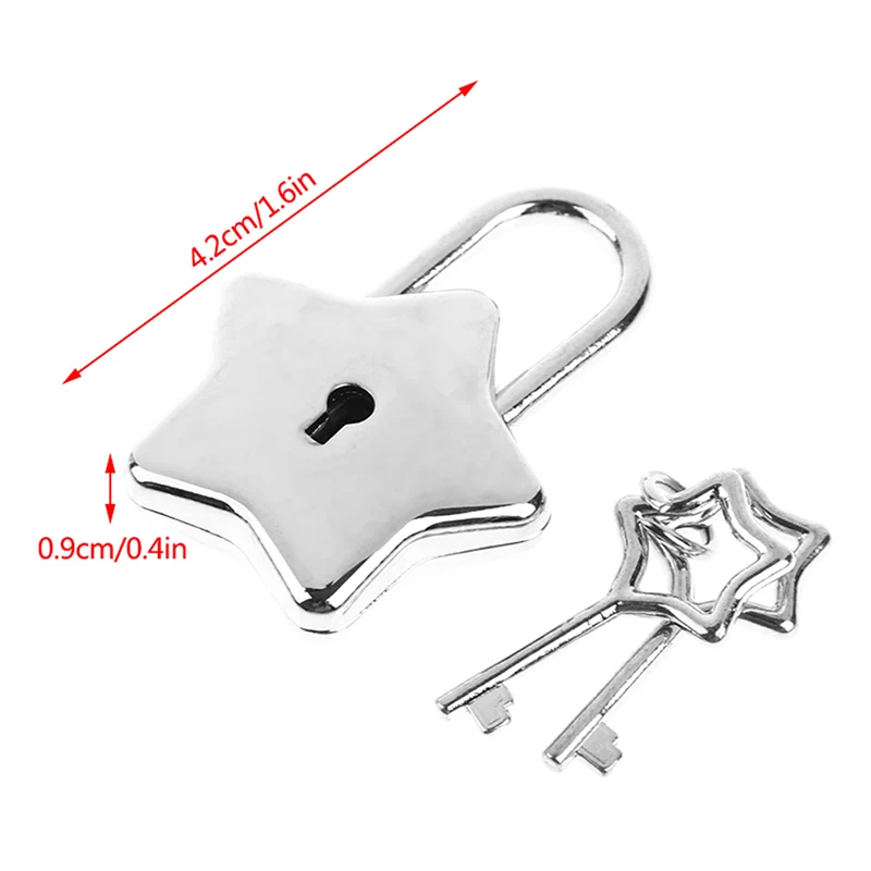 Mini Star Shape Archaize Padlocks Locker Security Key Lock With Key Luggage Lock For Travel Jewelry Box Diary Book Suitcase