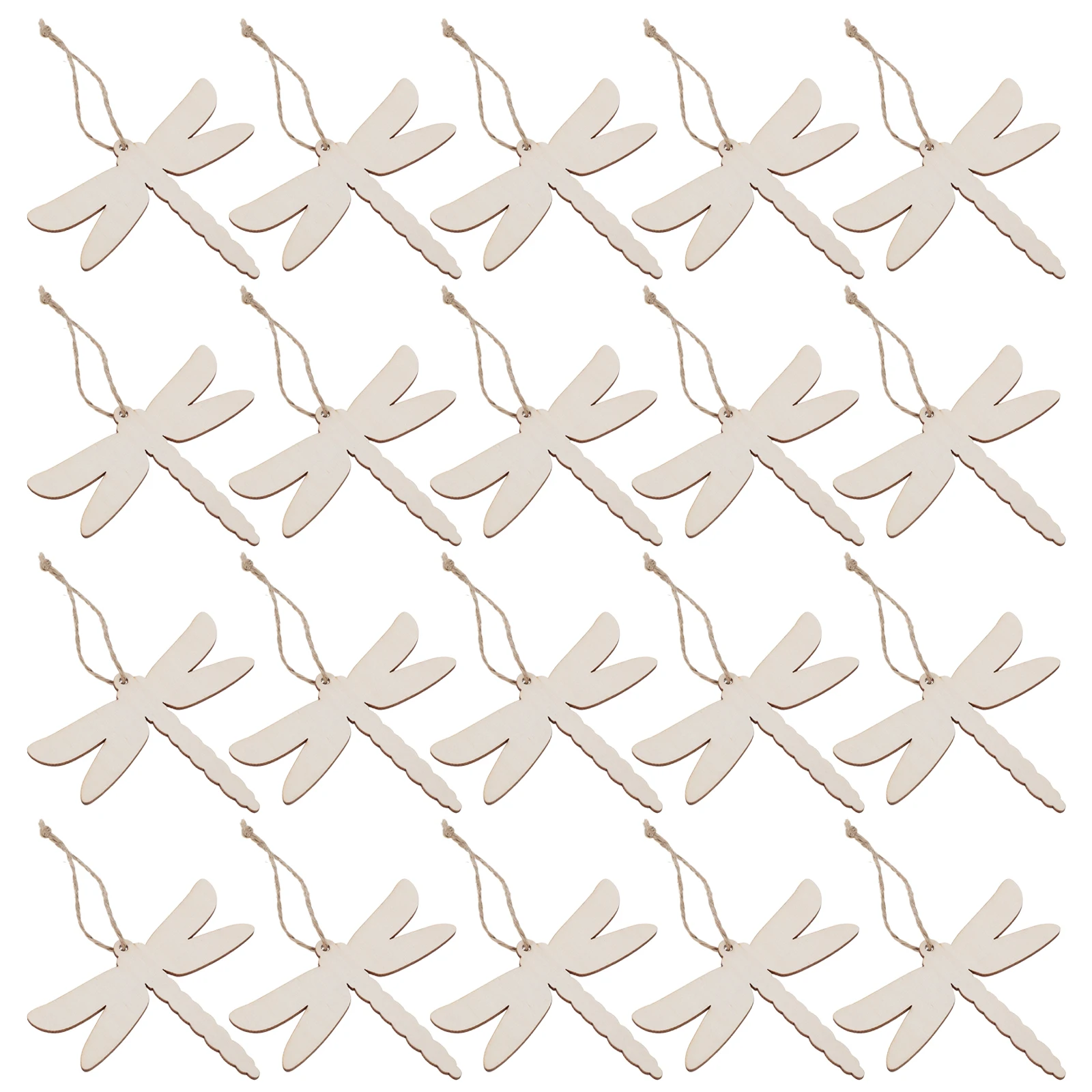 

20pcs Blank Insect Ornament Decoration Wood Dragonfly Cutouts Small Summer Hanging Festive Ornaments Home Decor Pieces