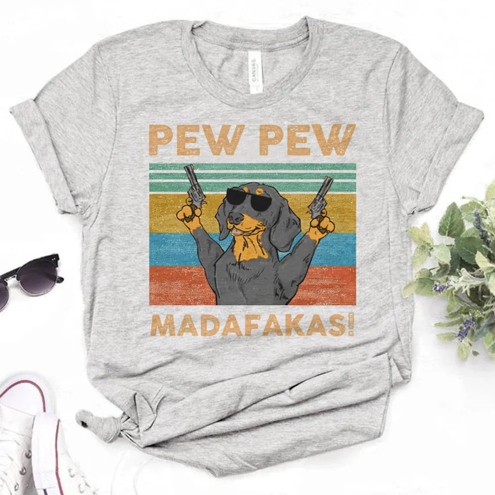 Camiseta de Dachshund para mujer, camiseta de verano para niña, ropa japonesa de cómic de anime