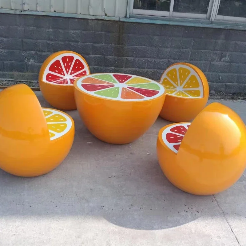 Leisure chair simulation fruit seat orange orange shape sitting stool fiberglass orange citrus