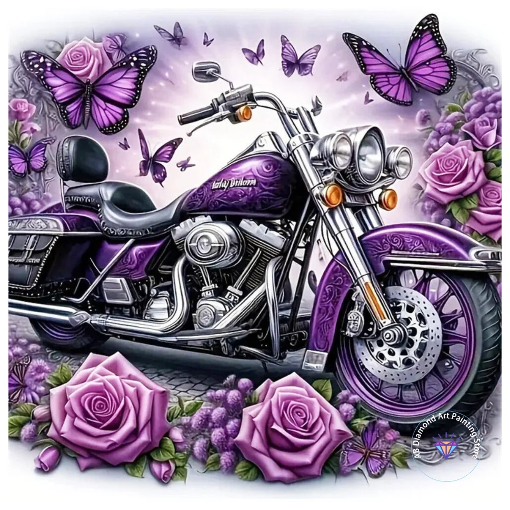 

Motorcycle AB Diamond Painting Kit Square Round Diamond 5D DIY Rose Butterfly Mosaic Handmade Art Exquisite Gift Home Decor