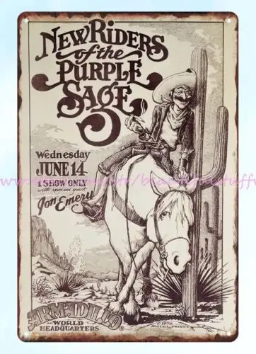 tin sign 1976 New Riders of Purple Sage Armadillo World Headquarters Micael Prie