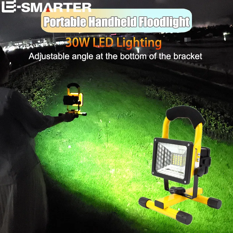 30W/60W LED Portable Rechargeable Floodlight Waterproof Spotlight Battery Powered Searchlight Outdoor Work Lamp Camping Lantern