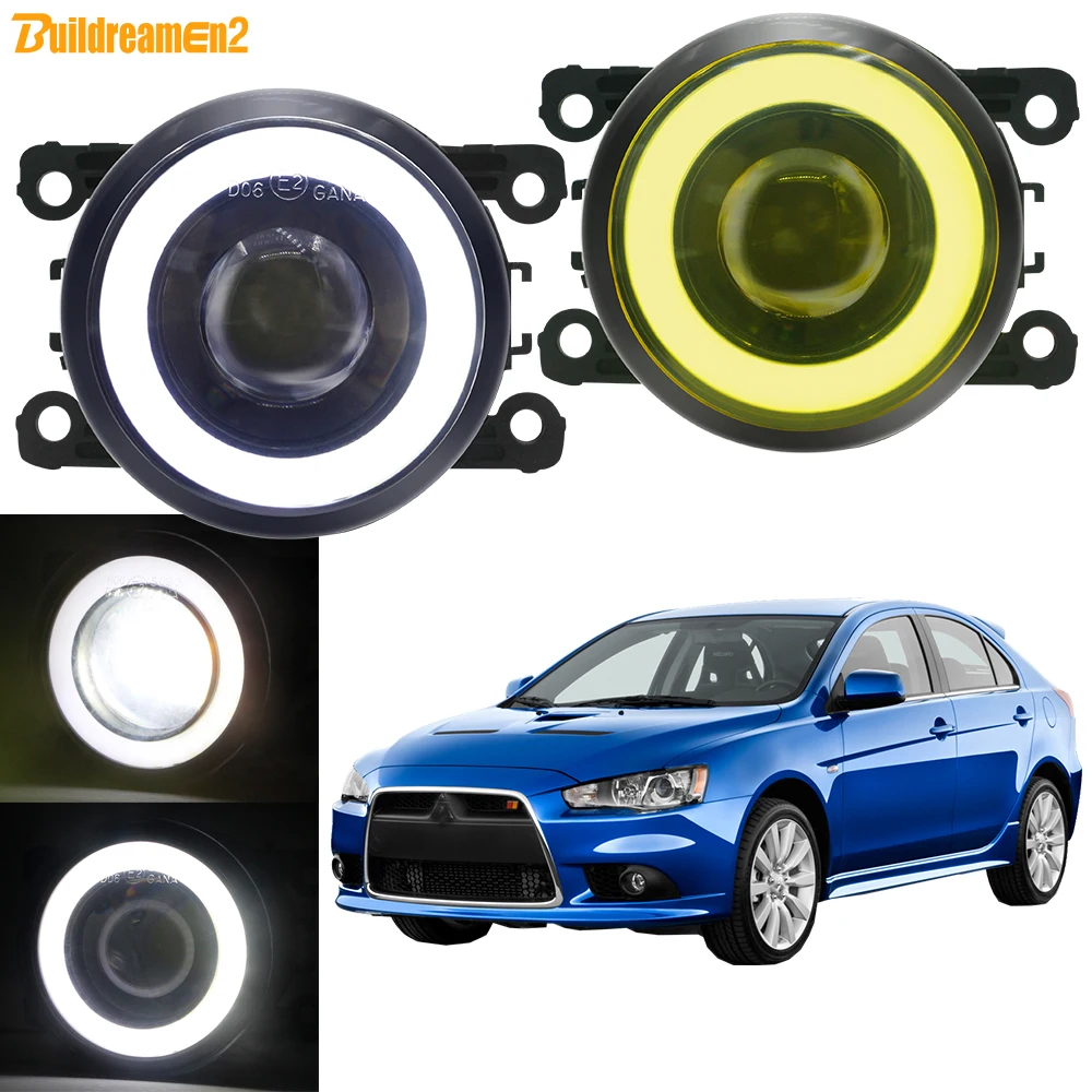 2 X 30W H11 Car Front Fog Light with Angel Eye DRL For Mitsubishi Lancer Sportback 2009-2018 LED COB Fog Daytime Running Lamp