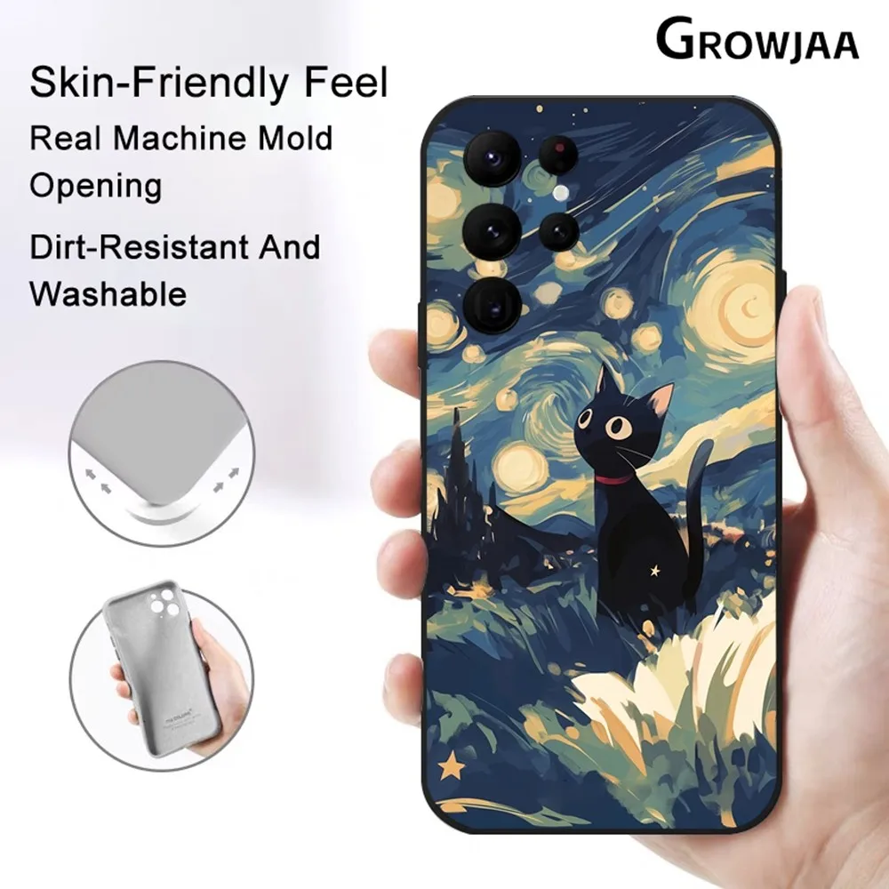 

Van Gogh Funny Cat Phone Case for Samsung Galaxy S24 Ultra S22 S23 Ultra S21 S20 Protective Silicone Funda