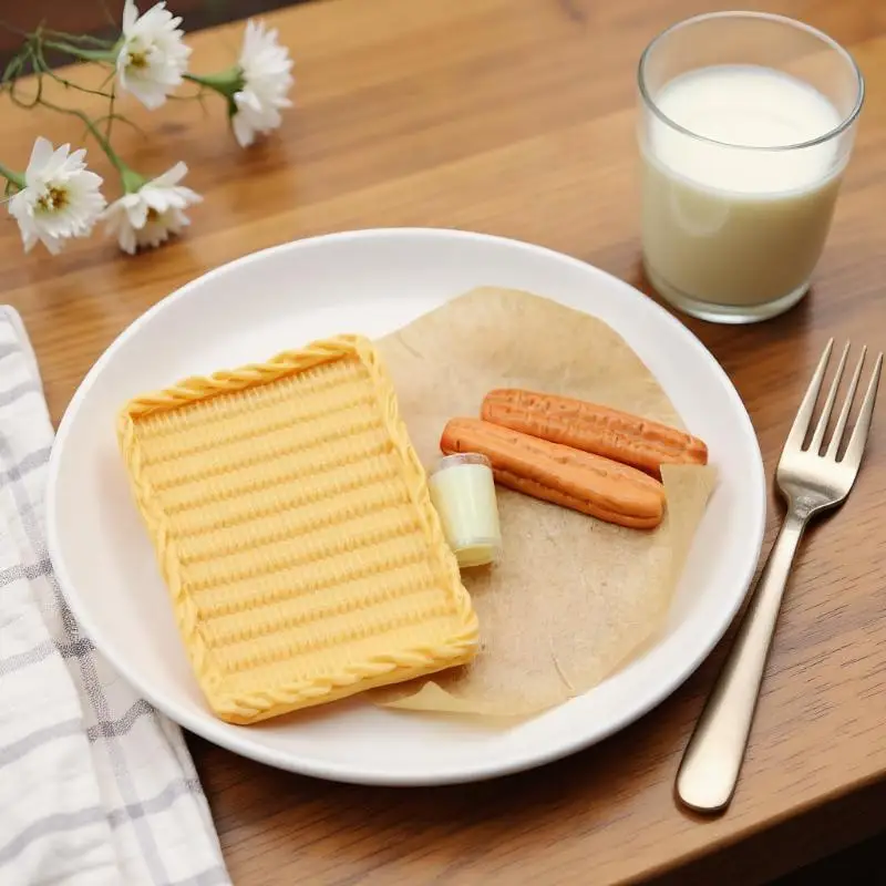 Set Aksesori Dapur Rumah Boneka Mainan dengan Susu Kedelai Miniatur dan Stik Adonan Goreng untuk Bermain Peran