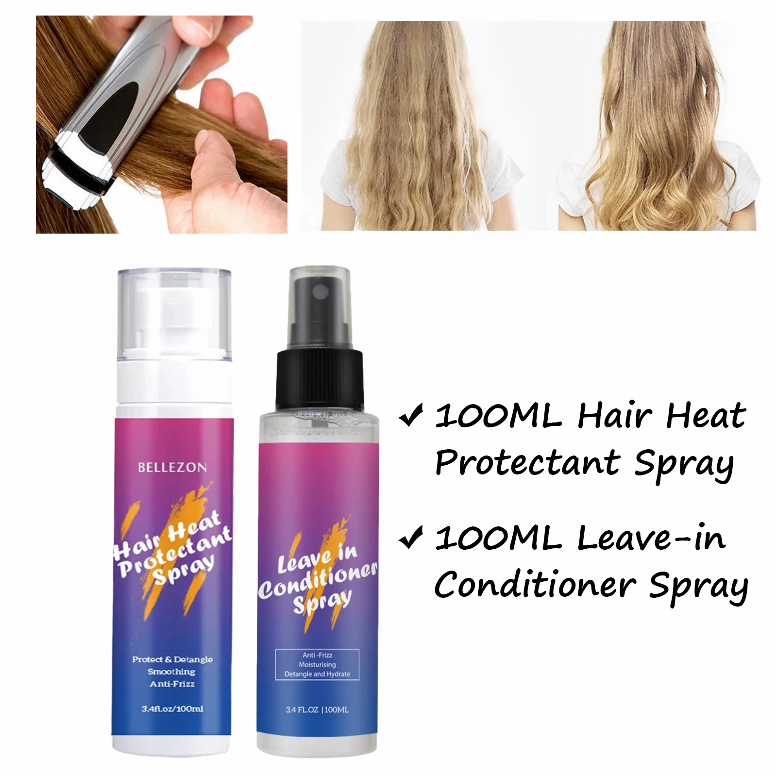 

Hair heat protectant spray Quick Dry heat protection hair spray And Anti Frizz Detangling Conditioner Mist Leave In Conditioner