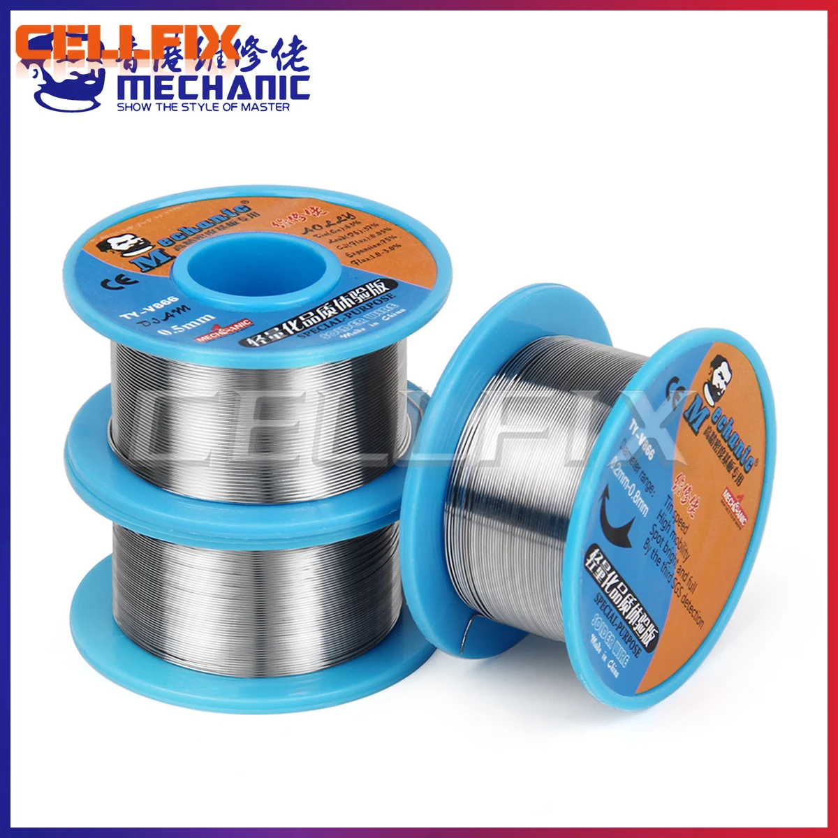 MECHANIC TY-V866 40g Mild Rosin Core 183℃ Melting Point 0.2-0.8mm High Purity Environmental Solder Wire Welding Flux Iron Cable