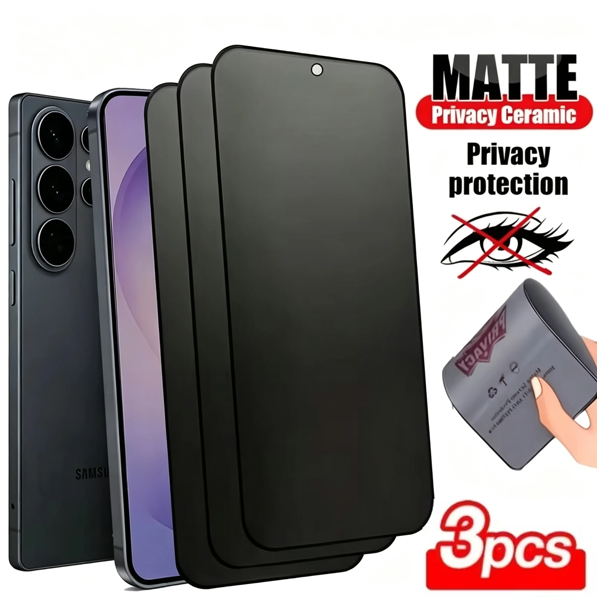 1-3 Stück Matte Sichtschutzfolien für Samsung S25 S24 S26 Ultra S23 S21 S22 S25 FE Plus Weiche Mattierte Anti-Spy Keramikfolie
