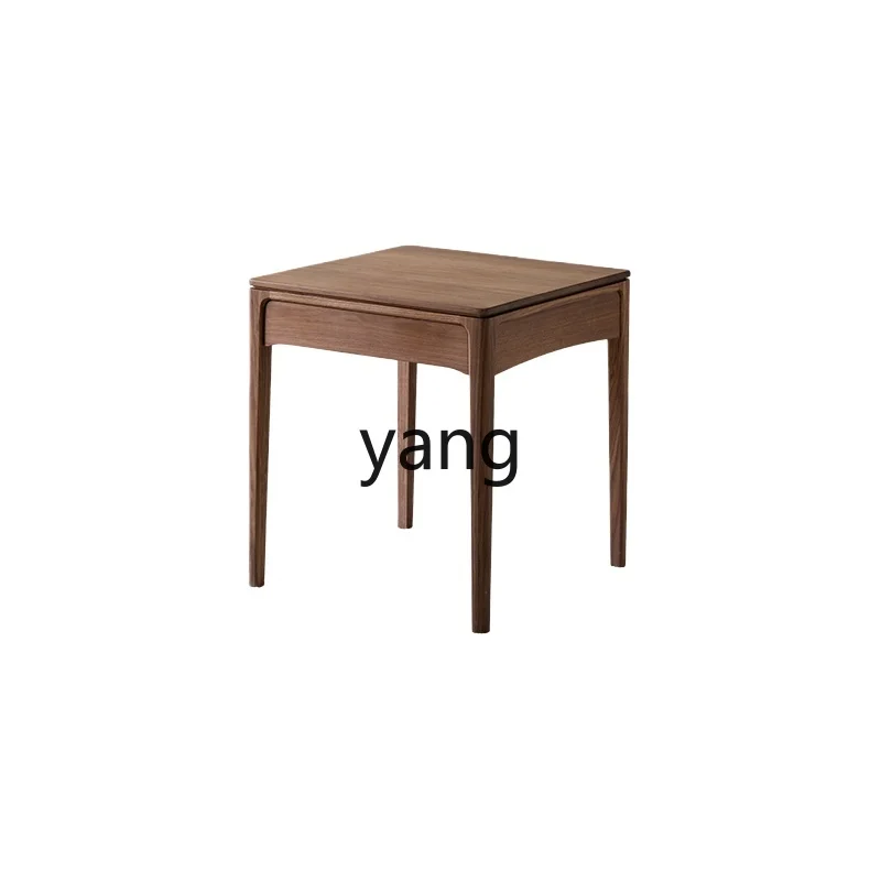 

LH black walnut solid wood household square tea table light luxury rock slab edge few living room tea table