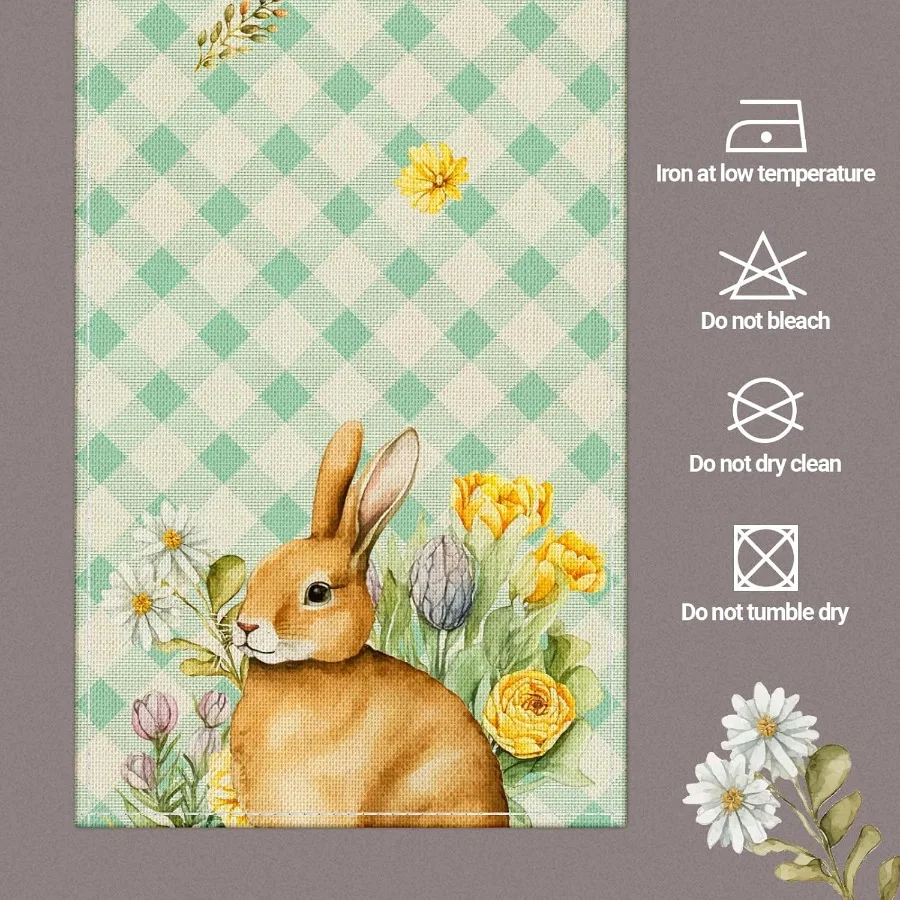 مفرش طاولة E 13 × 71 Ihes E ديكور طاولة ربيعي النعناع الأخضر حديقة الصفاء الأرنب