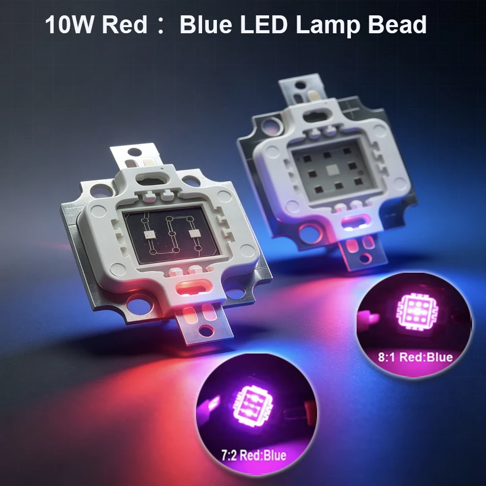 SMD 10W LED Lamp diode Bead Red Blue (7:2/8:1) mixed Color LED Beads 445nm+660nm LED grow light source for planting light