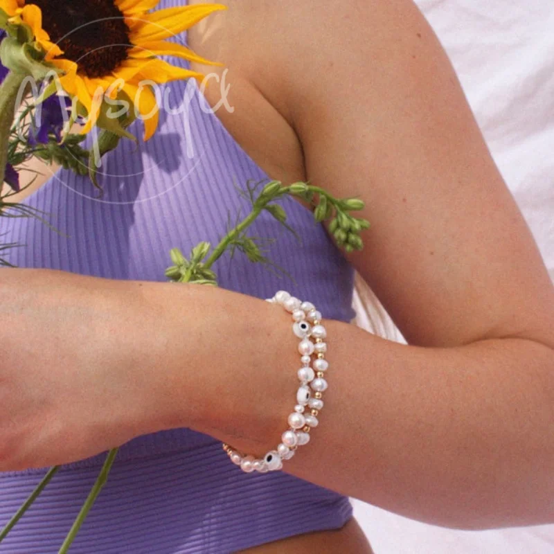 

MYSOYA 5-6 мм белый браслет из пресноводного жемчуга в стиле барокко для женщин и мужчин с подарочной коробкой для свадьбы, дня рождения, рождественского ювелирного подарка