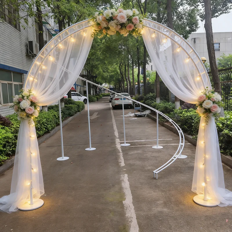 Wedding Arch 8.2ft x 9.9ft Large White Iron Backdrop Stand for For Rustic wedding Natural Photo Booth Boho Indoor/Outdoor