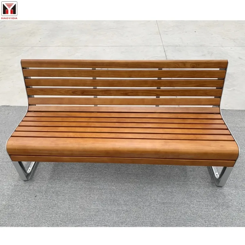 

Wood Garden Bench Outdoor Park Chair Bench with Cast Aluminum Legs