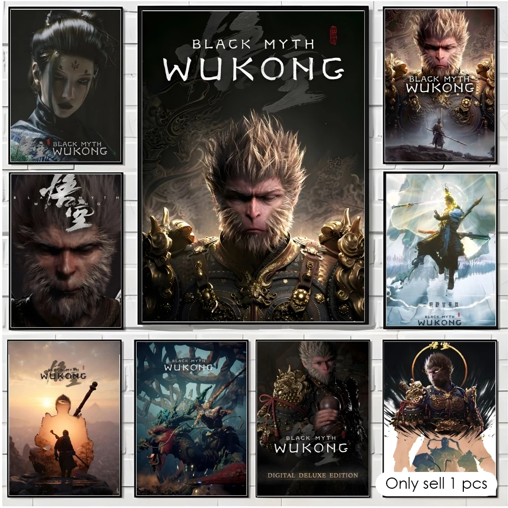 Game B-Black Myth Wukong Poster Decorative Wall Art Stickers Mural Photo Print for Home Living Room Hallway Decor