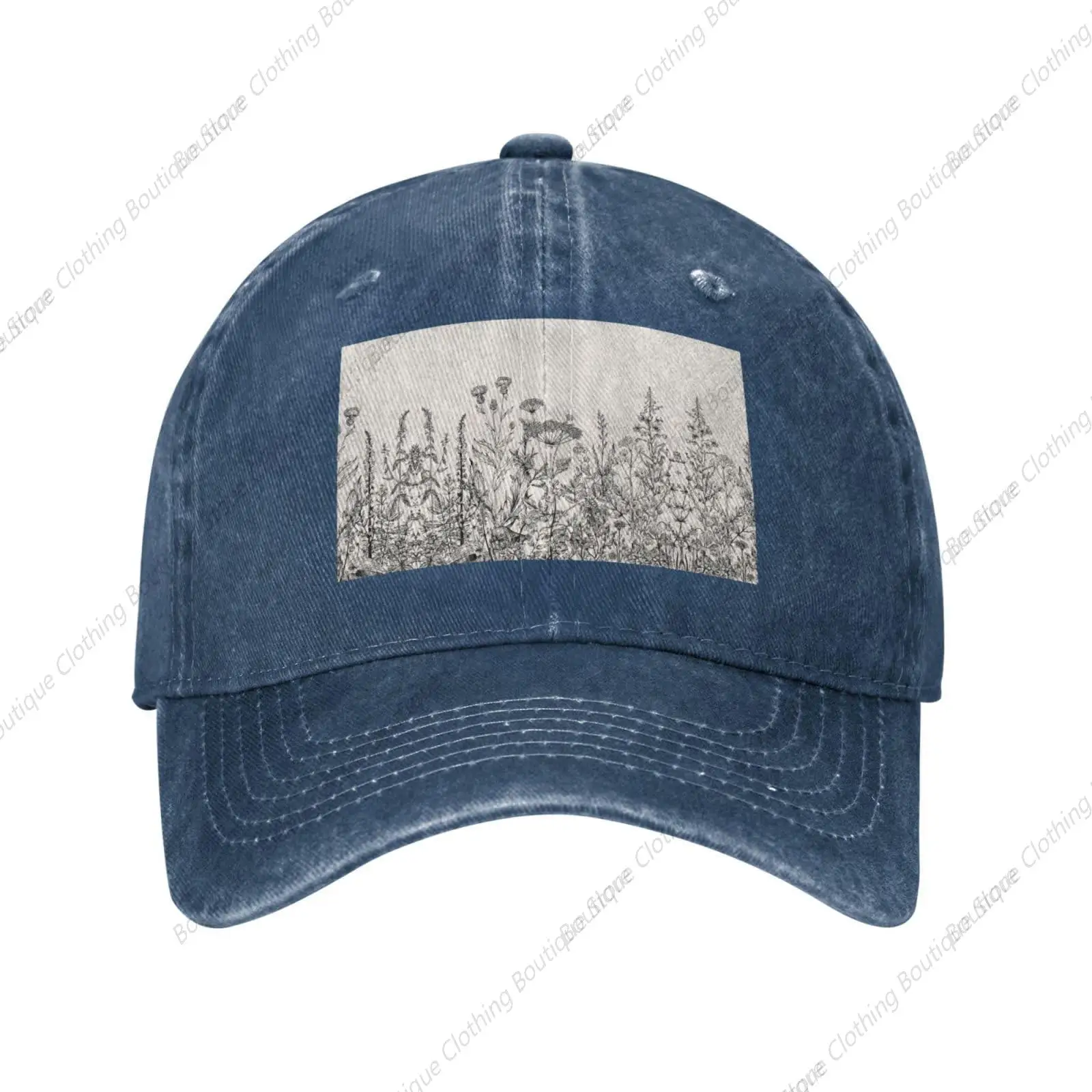 Floral Herbs Botanical Engraving Print Unisex Hats Personalized Baseball Cap Adjustable Outdoor Cap Trucker Baseball Hats